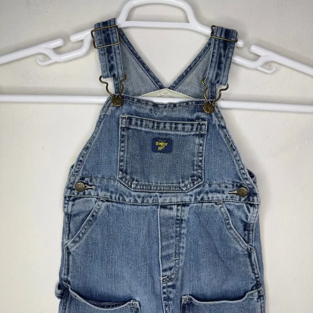 Vintage Osh Kosh B'Gosh Overalls Baby 24 Months‎ Denim Jean Vestbak Double Knee